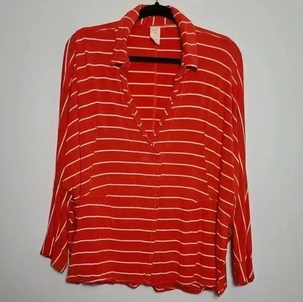 Free People We The Free Can't Fool Me Striped Orange and White Tee Size Small - Picture 5 of 16